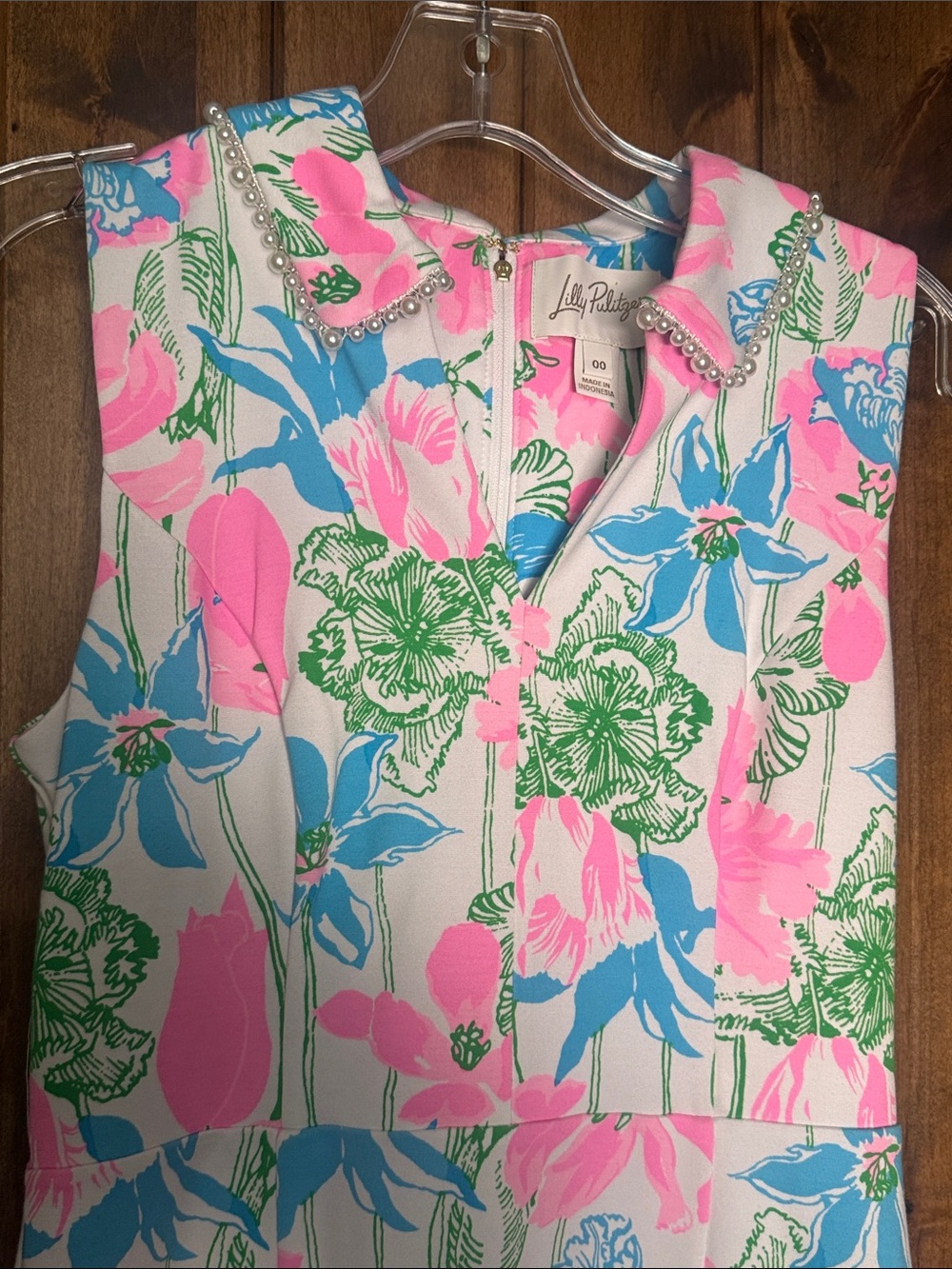 Lilly Pulitzer Pink, Blue & Green Floral Twila Skirted Romper - Picture 6 of 7